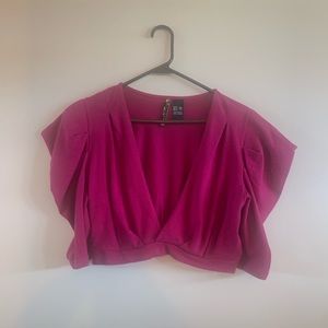Fuchsia Colcci Jeanswear Puffy Sleeve Crop Top